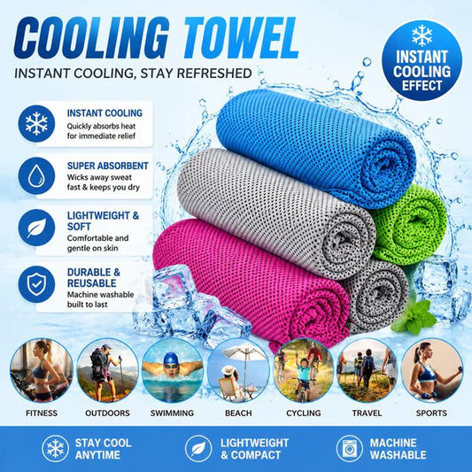 🎁Last Day Buy 1 Get 1 Free (Each only ￡3.49)❄️🔥Cold Sweat Towel You Can Use Anywhere, Anytime! Reusable Soft Absorbent Cooling Portable