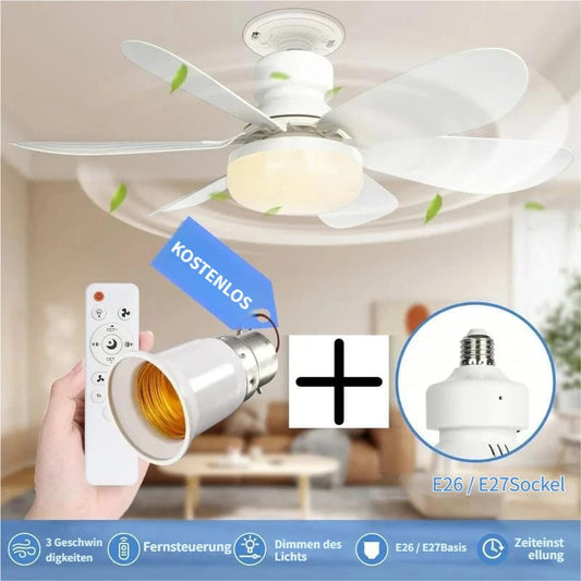 🔥Modernes 40W LED Deckenventilator-Licht (Ø 52cm) – Ultra-Leise mit Fernbedienung, E27 Sockel inkl. B22 Adapter. Ideal für Schlafzimmer, Küche & Garage.