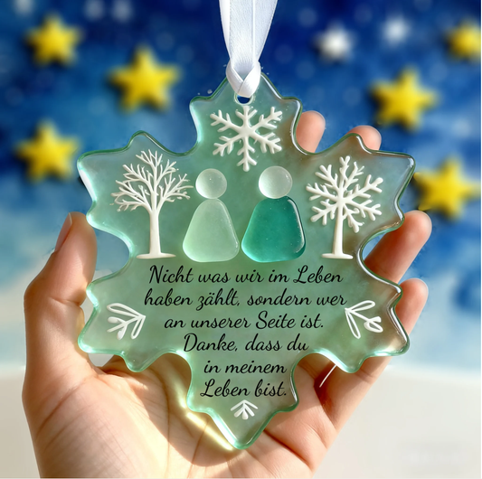 🌊Freundschaftsdekoration aus Seeglas in Schneeflockenform❄️✨ Von der Natur geformt und von Hand gefertigt!