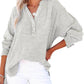 🔥This week's special price £13.99🔥Womens Casual Button V Neck Long Sleeve Shirts Oversized Solid Blouses Tops