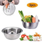 🔥50% RABATT!🔥🔥3-in-1-Multifunktionssieb-Set aus Edelstahl, inklusive Schüssel/Sieb/Schneider, ideal zum Waschen von Reis, Obst und Gemüse, unverzichtbar in jeder Küche