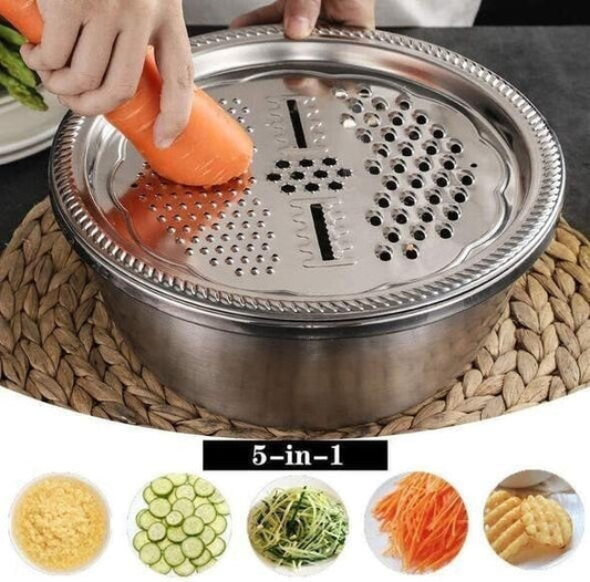🔥50% RABATT!🔥🔥3-in-1-Multifunktionssieb-Set aus Edelstahl, inklusive Schüssel/Sieb/Schneider, ideal zum Waschen von Reis, Obst und Gemüse, unverzichtbar in jeder Küche