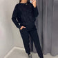 💕Heißer Verkauf 49% Rabatt💕Damen Glitter Rhinestone Sweatshirt & Casual Hose 2-teiliges Set