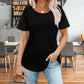 💖Kurzärmeliges Sommer-T-Shirt mit Rundhalsausschnitt und Falten