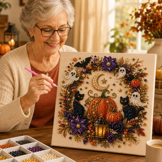 💥 Last Day 49% OFF – 👻✨ Halloween Pearl Art DIY Kit – Turn Tiny Pearls into Spooky-Cute Magic