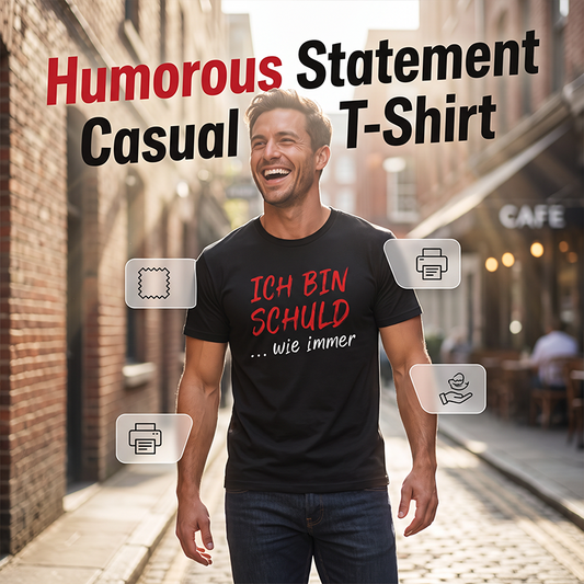 📢📢40% RABATT !!⏰Witziges deutsches Slogan-T-Shirt für Herren, schwarz, Kurzarm, Rundhalsausschnitt