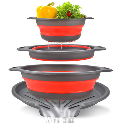 🔥 BEGRENZTES ANGEBOT: KOSTENLOSER VERSAND! 🥗 Multifunktionales, zusammenklappbares Sieb – Abtropfgestell mit Auffangschale, kompakt und praktisch für die Küche ✨