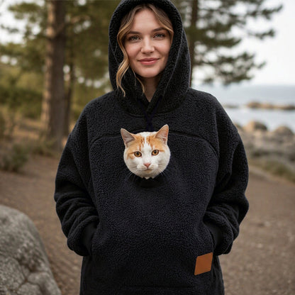 🔔 Letzte 100 Stück –🐱🐶❤️solange der Vorrat reicht! Unisex-Haustierträger-Kapuzenpullover aus Plüsch 2